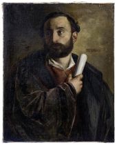 Bildnis eines Mannes mit Schriftrolle, Kopie nach Tizian, 19. Jh.
