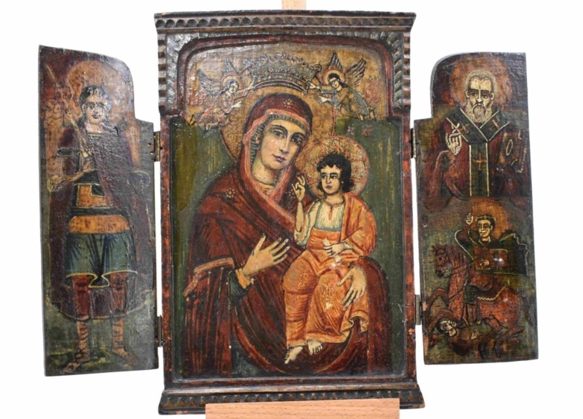 Ikone: Triptychon mit Muttergottes und Heiligen, Bulgarien, 19. Jh. - Image 2 of 7