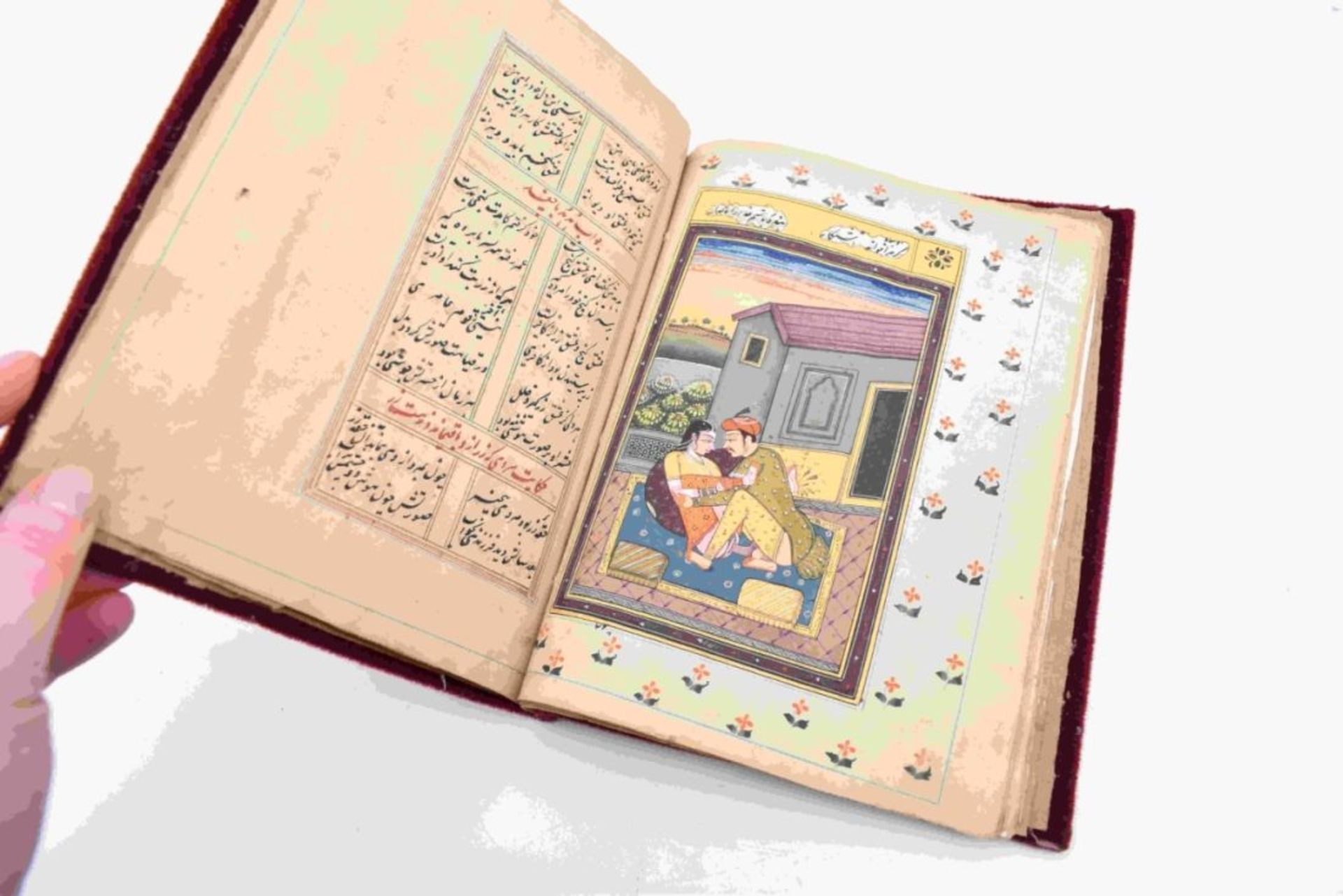 Persische Handschrift mit zehn indischen, erotischen Miniaturen, Wohl um 1900 - Image 5 of 9