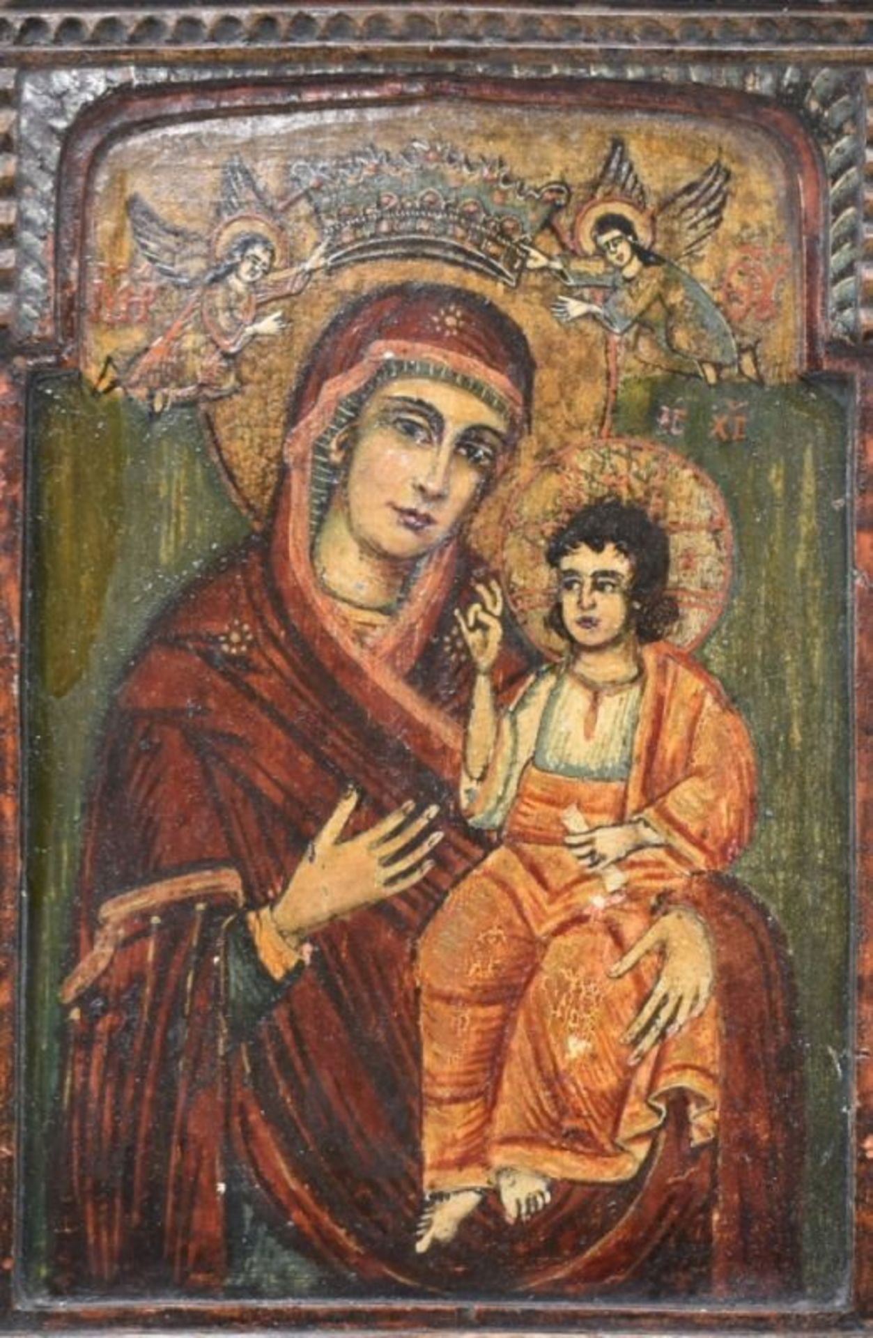 Ikone: Triptychon mit Muttergottes und Heiligen, Bulgarien, 19. Jh. - Image 3 of 7