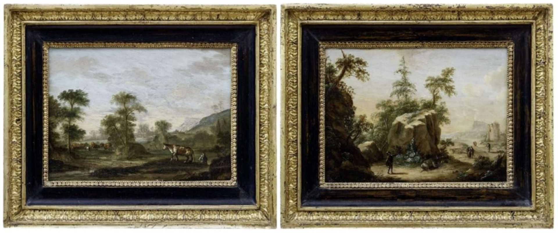 Zwei Landschaften als Pendants, Wiener Meister, 18. Jh. - Bild 2 aus 4
