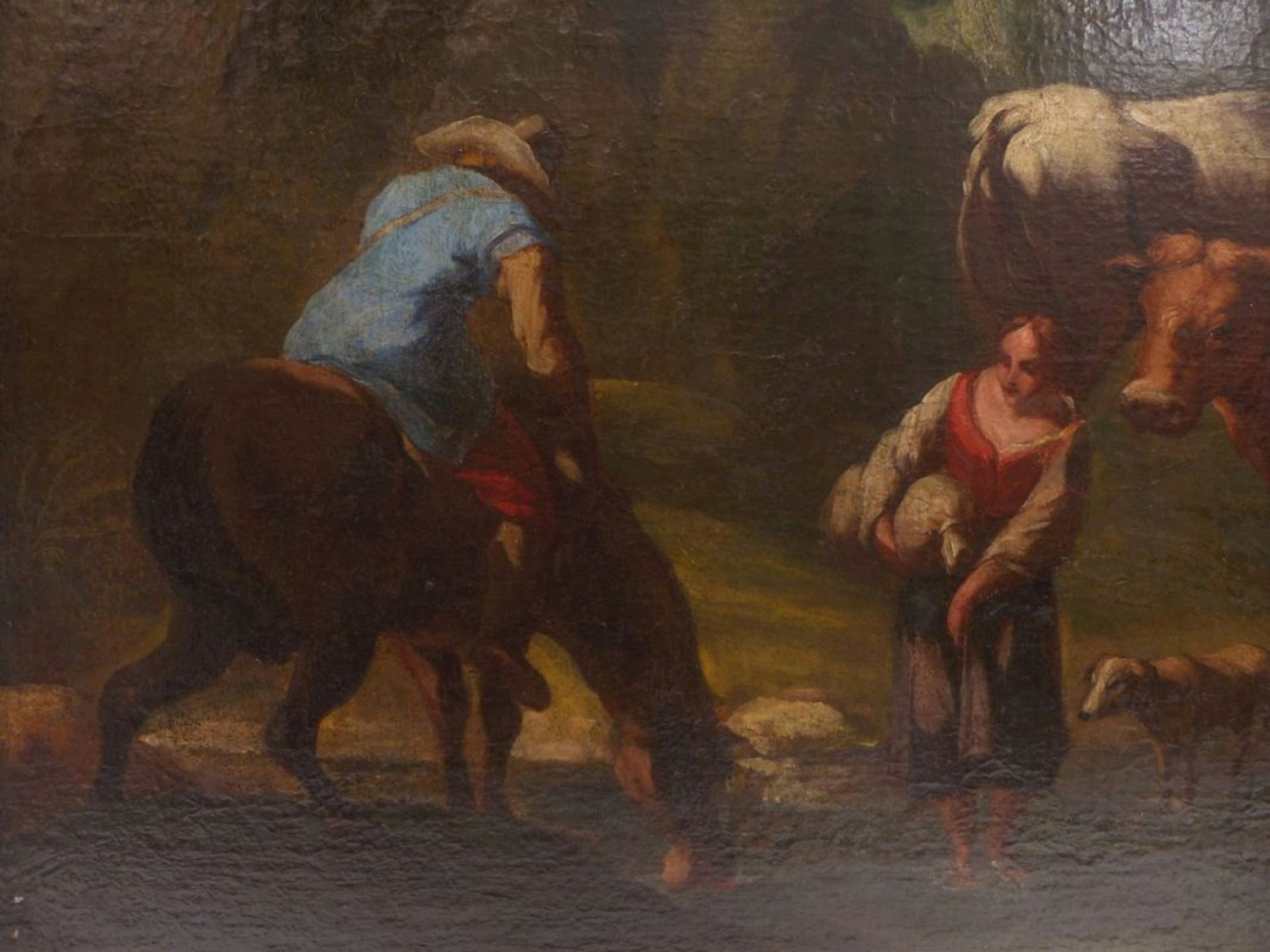 Hirten mit Weidetieren am Fluss, Niederländischer Meister des 17. Jahrhunderts - Image 9 of 16