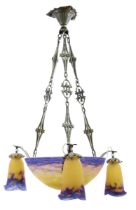 Deckenlampe, Muller Frères, Lunéville - um 1920