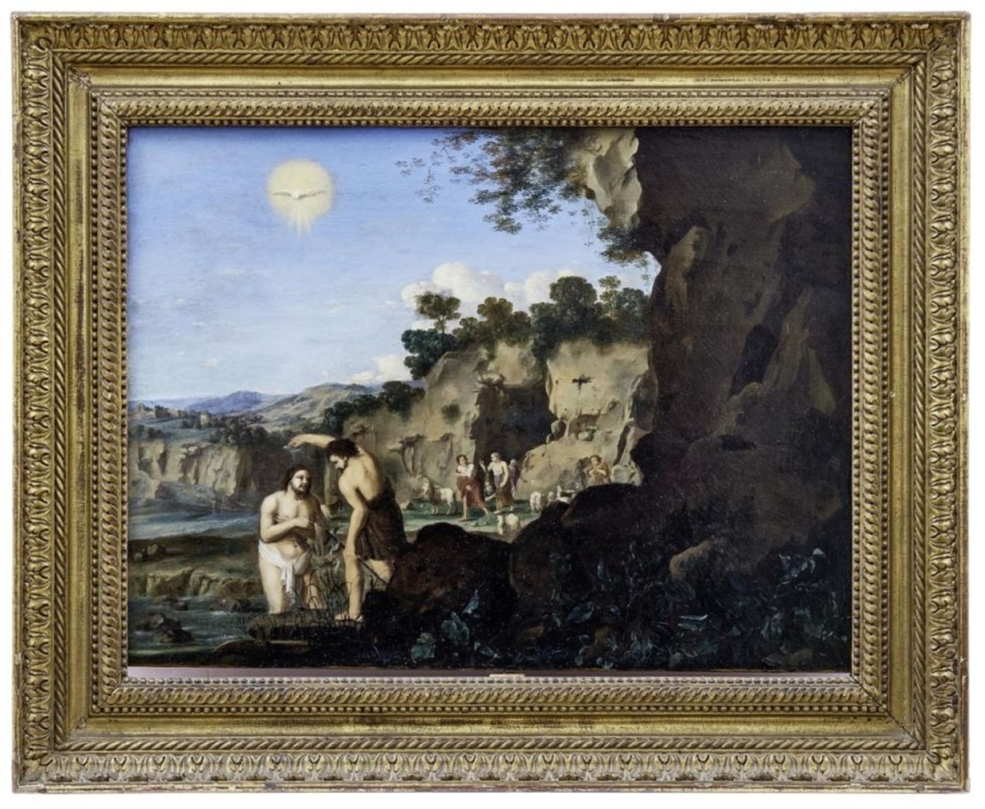 Taufe Christi im Jordan durch Johannes den Täufer, Niederländischer Maler des 17. Jahrhunderts