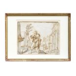 Ruinenlandschaft mit Figuren, Italienischer Meister, 1. H. 17. Jh.