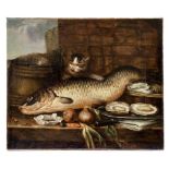 Boucle, Peter van - Nachfolge: Stillleben mit großem Karpfen, Austern und Zwiebeln sowie einer neugi