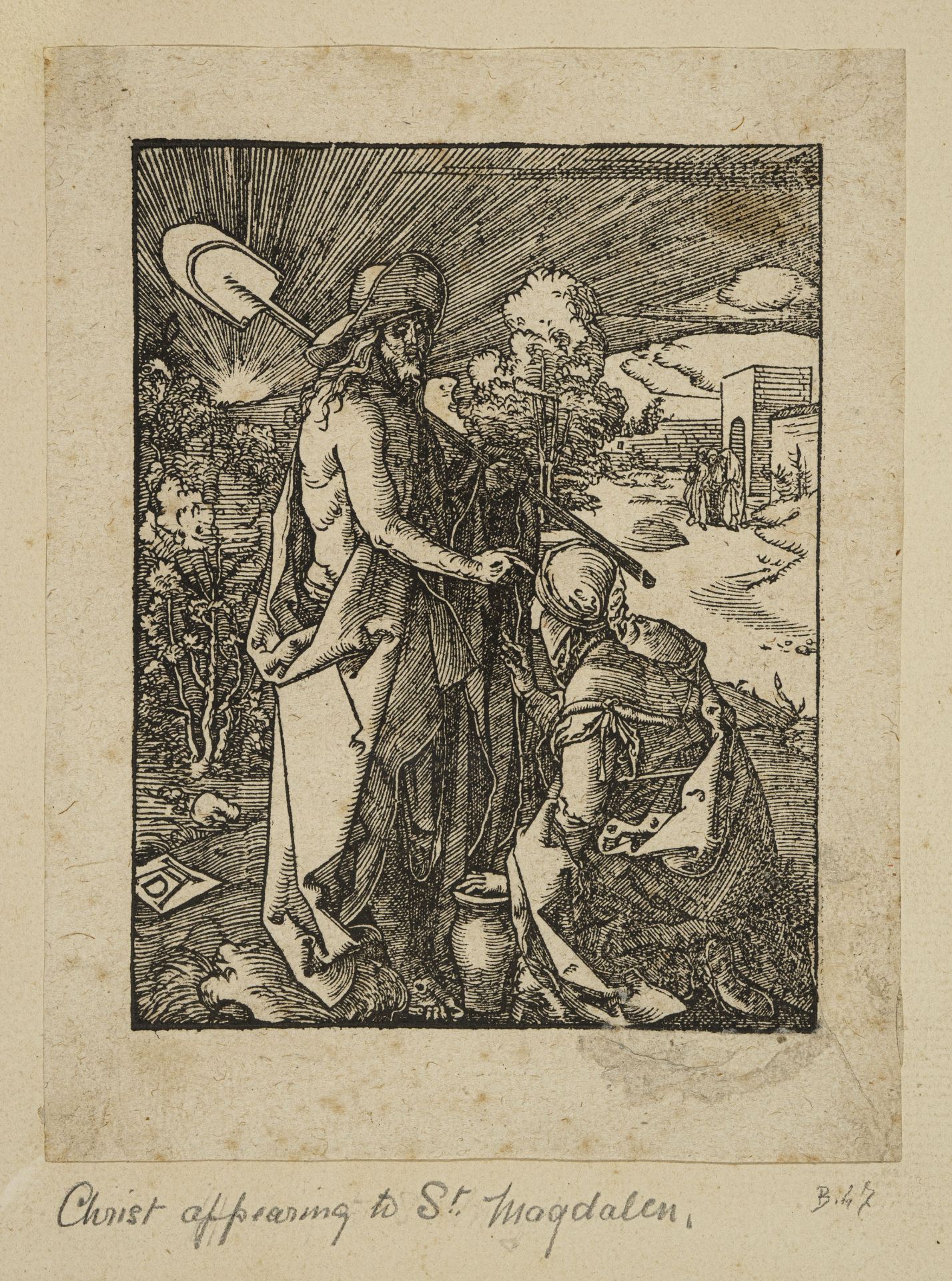 Jan I. Mommaert (nach Albrecht Dürer) "Christus erscheint Maria Magdalena". Um 1510.