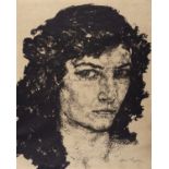 Hans Unger "Frauenporträt, en face mit schulterlangem Haar". 1910's