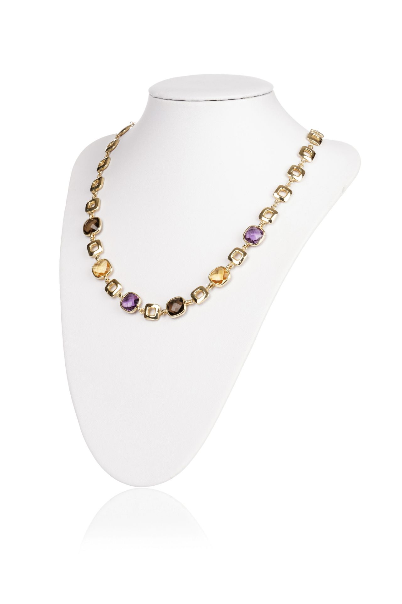 Collier mit Amethyst, Citrin und Rauchquarz. 2. H. 20. Jh. - Bild 2 aus 2