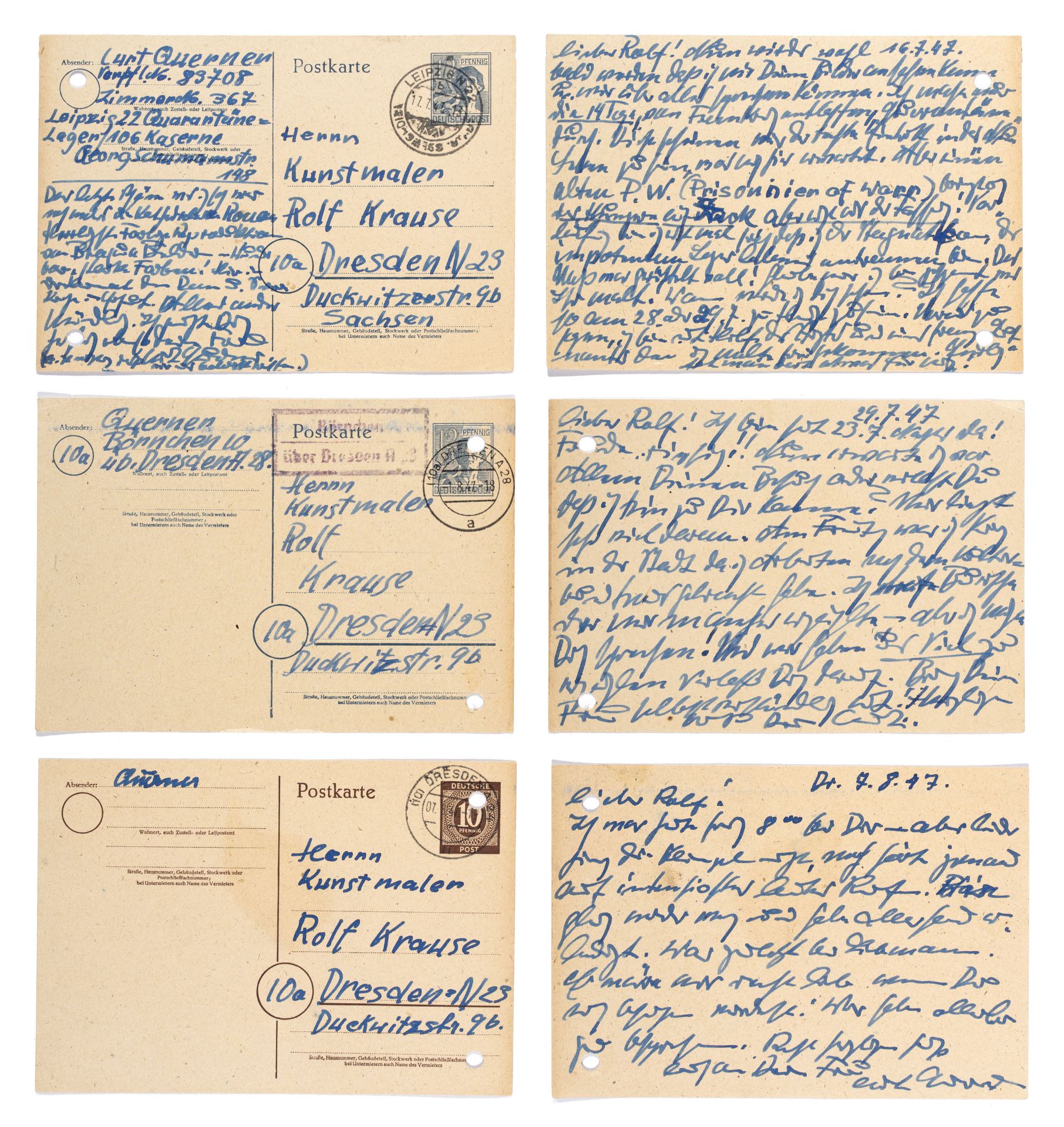 Curt Querner, 20 Briefe und drei Postkarten an Rolf Krause aus französchischer Kriegsgefangensc... - Bild 22 aus 22