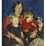 Bernhard Kretzschmar, Bildnis Susanna mit zwei Kindern. Wohl 1916.