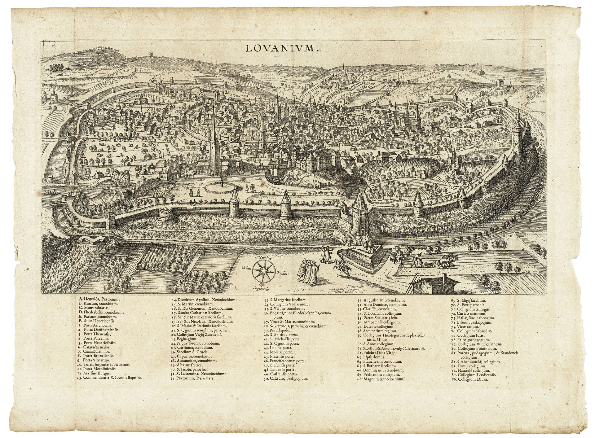 Josse van der Baren "LOVANIUM." – Panorama Ansicht von Leuven (Löwen), Belgien. Um 1604.