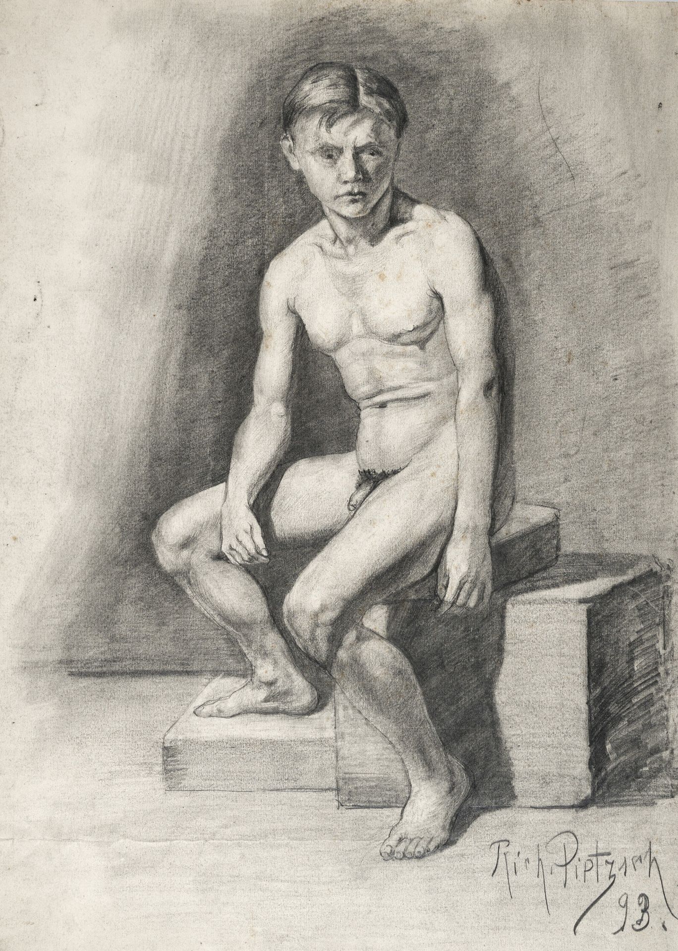 Richard Pietzsch, Vier männliche Aktstudien / Anatomische Studie. 1893. - Bild 2 aus 5
