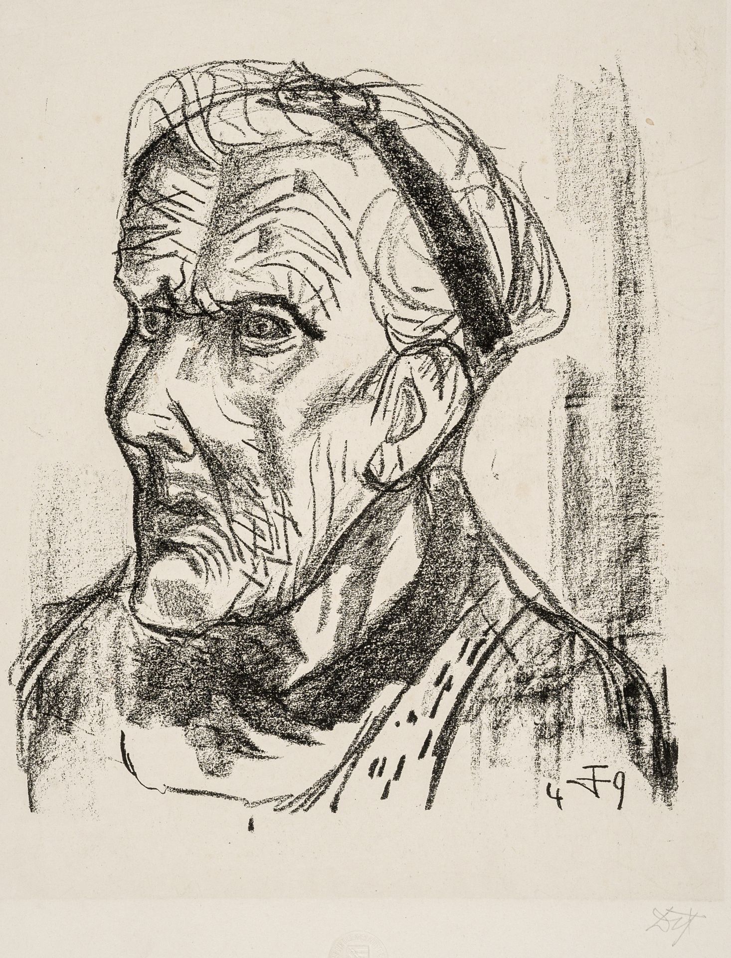 Otto Dix "Meine Mutter 86 Jahre alt, III". 1949.
