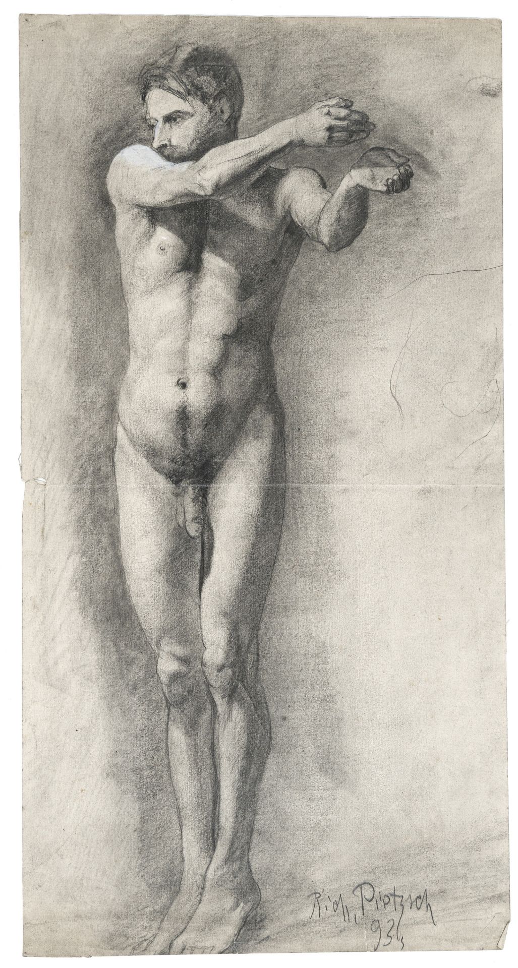 Richard Pietzsch, Vier männliche Aktstudien / Anatomische Studie. 1893. - Bild 3 aus 5