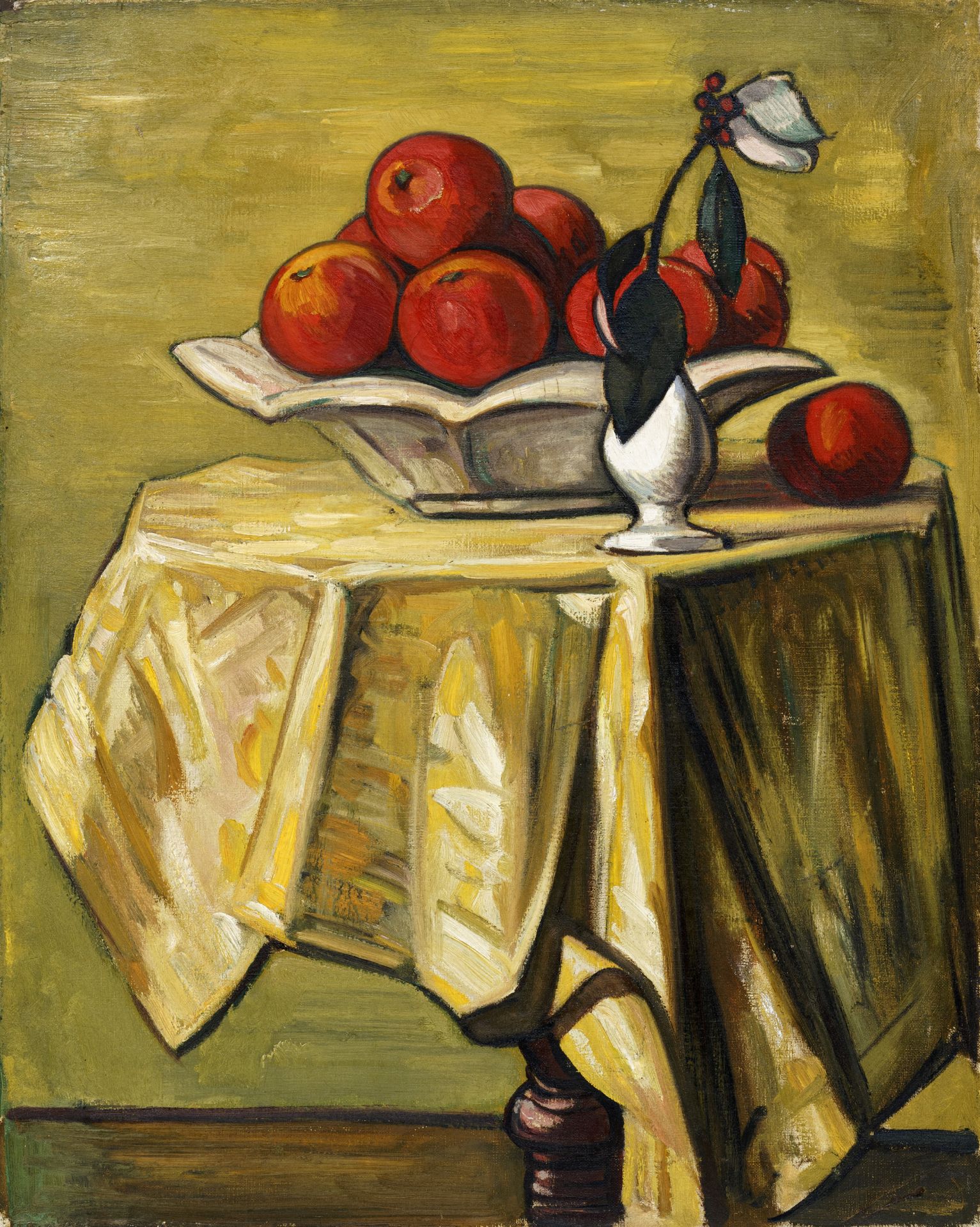 Richard Dreher "Rote Äpfel in weißer Schale". 1908.