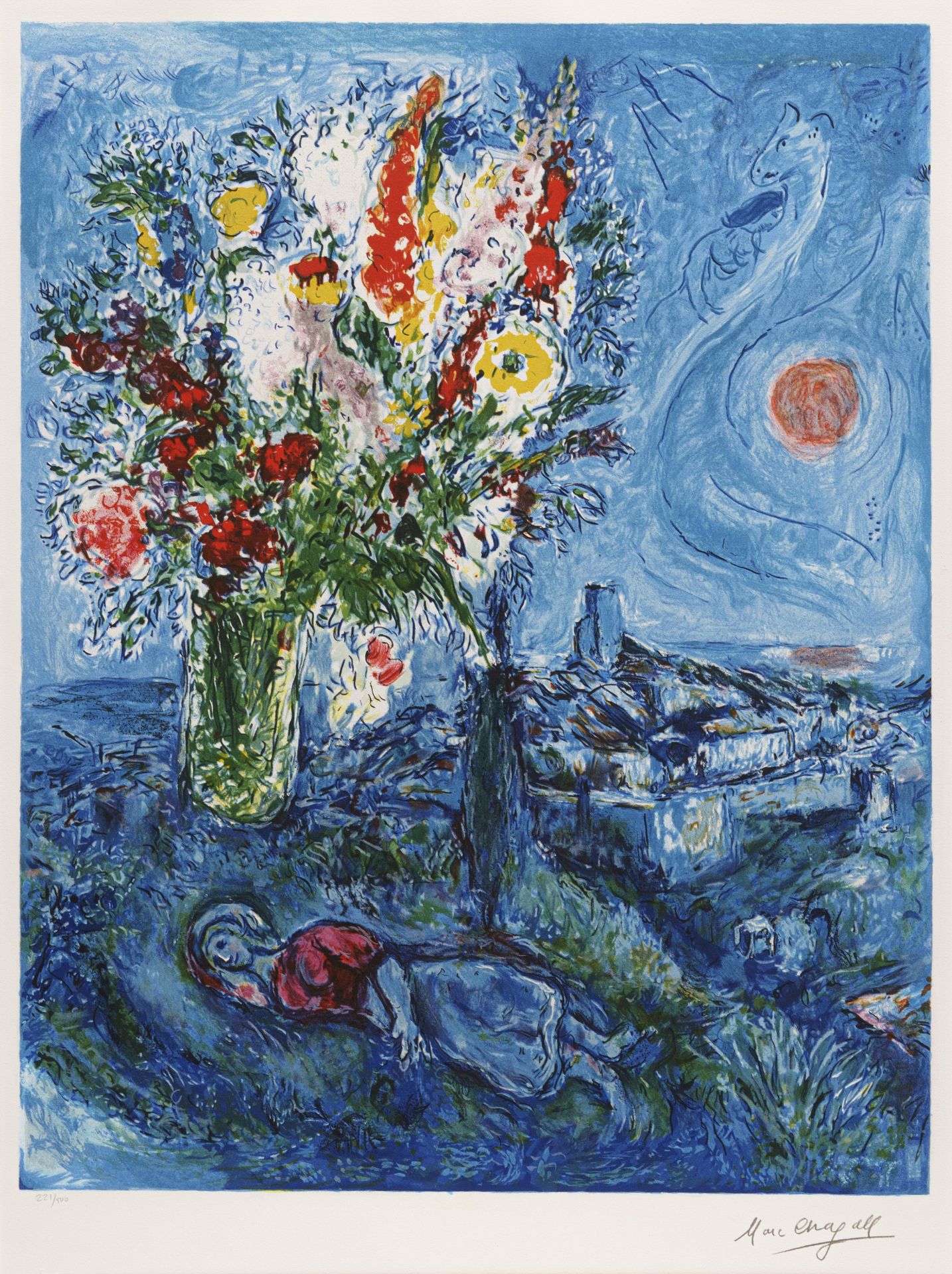 Marc Chagall (nach) "La Dormeuse aux fleurs". 1988.