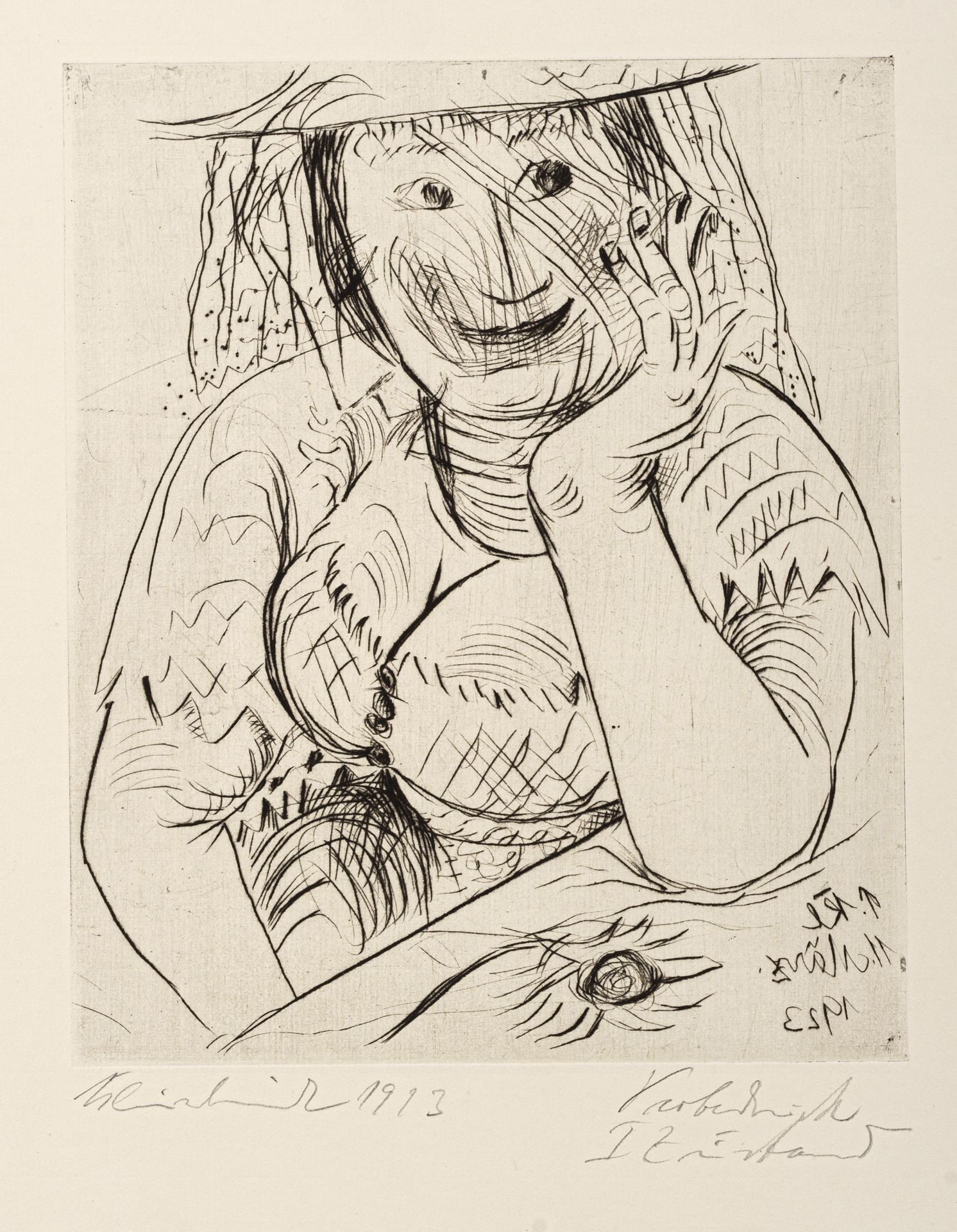 Paul Kleinschmidt, Junge Frau mit Sommerhut (Margarethe Kleinschmidt?). 1923.