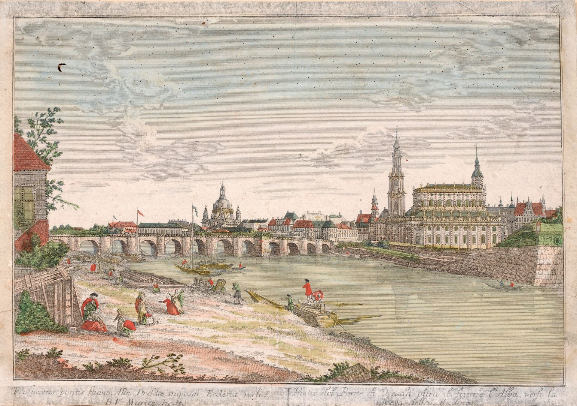 Georg Balthasar Probst "Prospectus pontis fluvio Albi Dresda ". 1770.