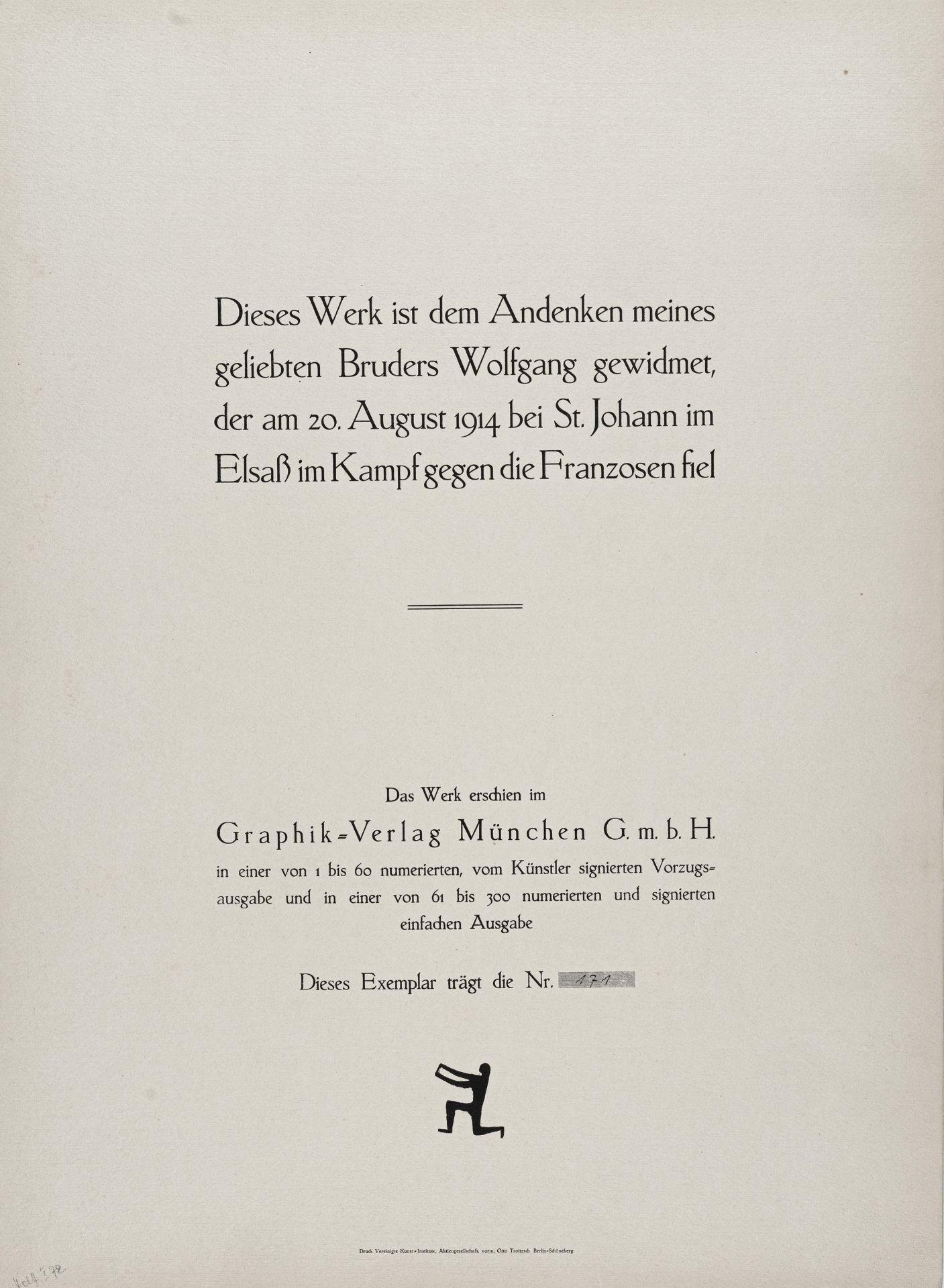 Willi Geiger, Sechs Illustrationen zum Ersten Weltkrieg. 1914. - Image 11 of 11