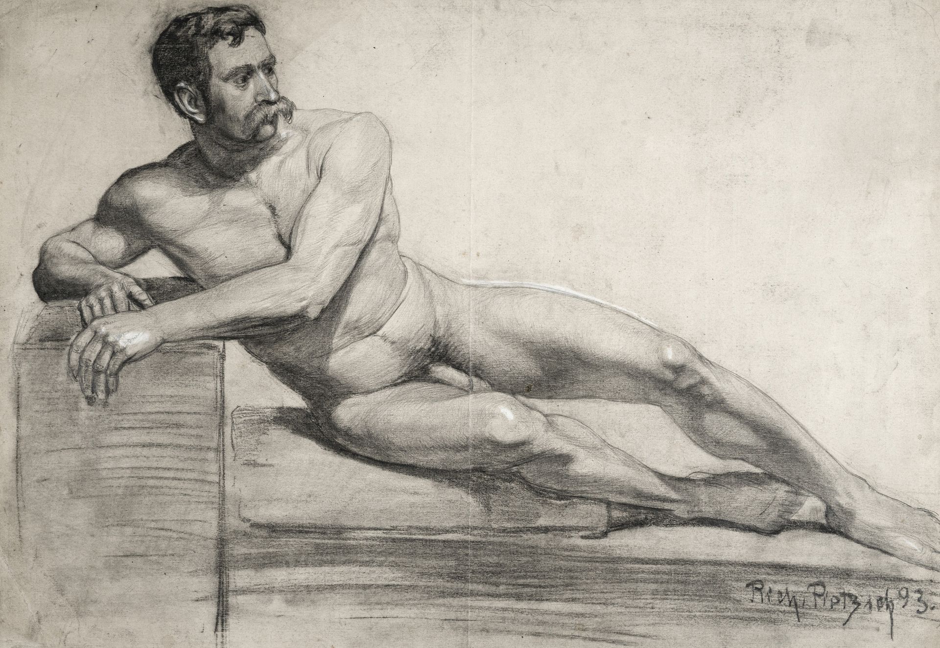 Richard Pietzsch, Vier männliche Aktstudien / Anatomische Studie. 1893. - Bild 5 aus 5