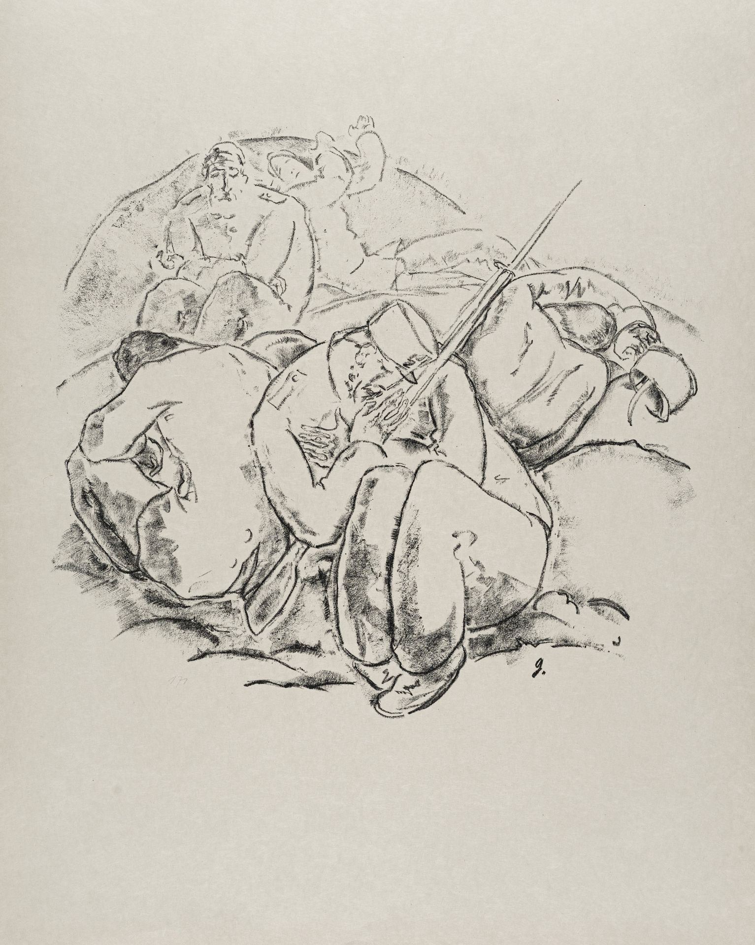 Willi Geiger, Sechs Illustrationen zum Ersten Weltkrieg. 1914. - Image 9 of 11