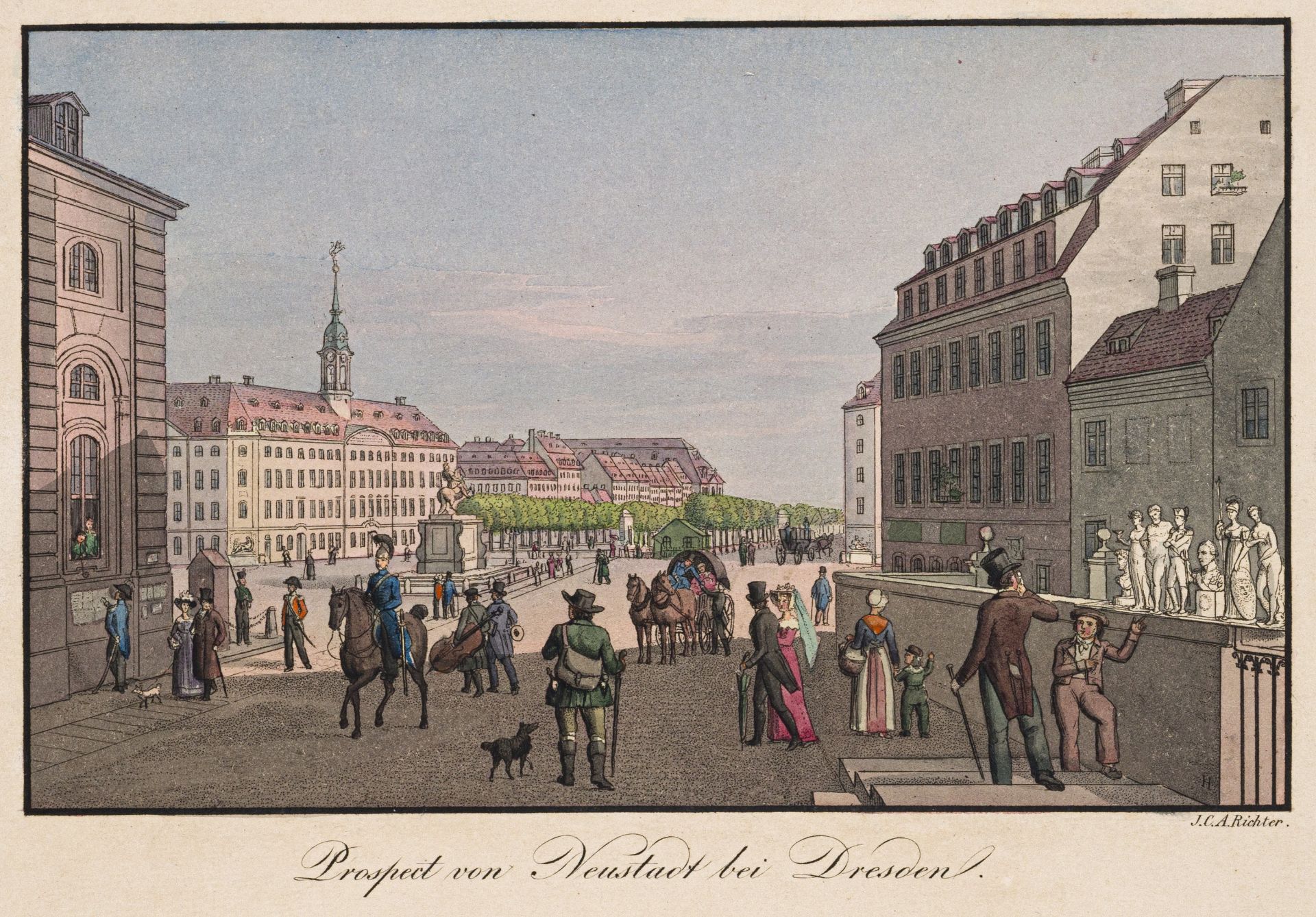 Johann Carl August Richter "Prospect von Neustadt bei Dresden" / "Das Zwinger Thor zu Dresden" ...