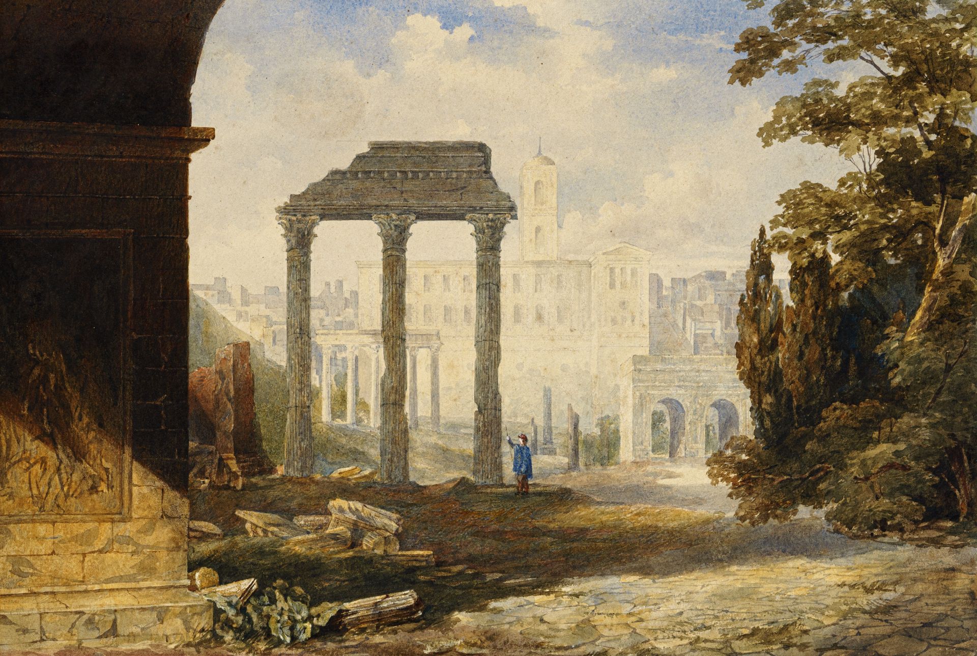 James Mathews Leigh (zugeschr.), Rom – Blick auf das Forum Romanum. 1839.