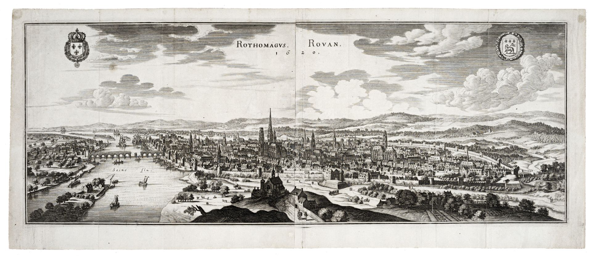 Matthäus Merian d.J. "Rothomagus. Rouan." (Rouen). 1657.