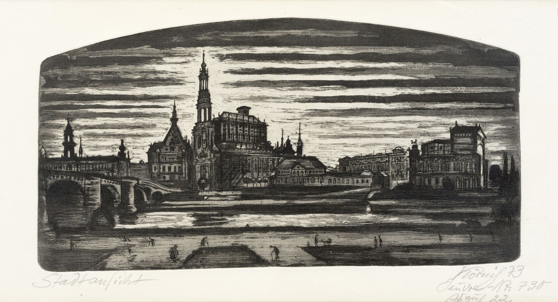 Hans Körnig "Dresden" (Blick von der Carolabrücke) / "Stadtansicht" (Dresdener Hofkirche) / "Gl...