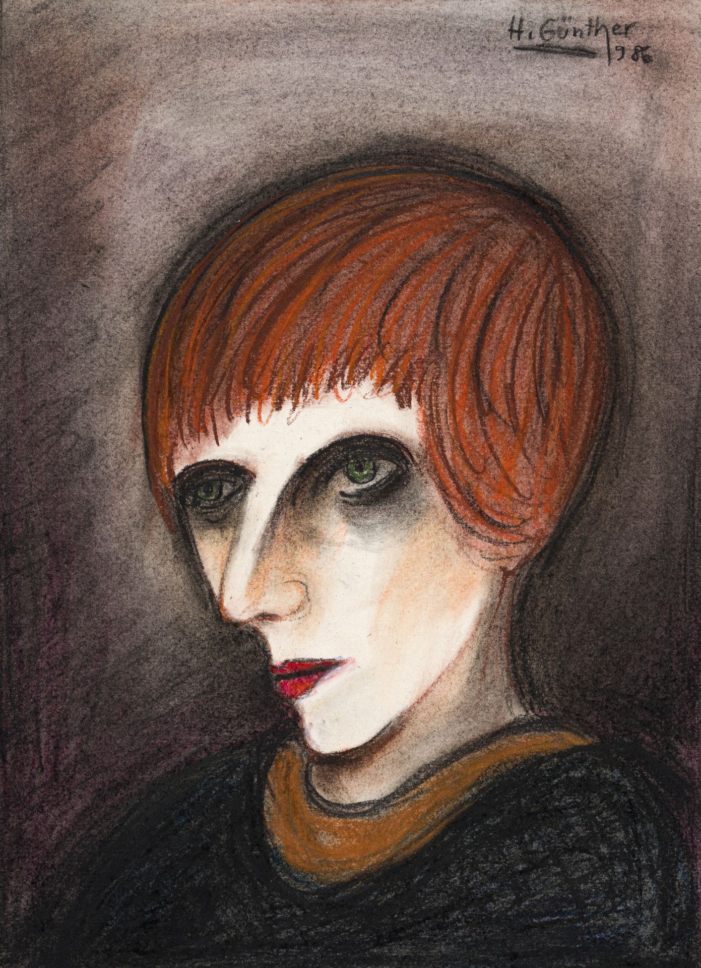 Herta Günther, Bildnis einer Dame mit rotem Haar. 1986.