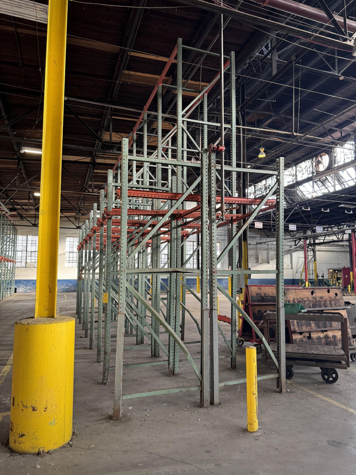 Pallet Racking, Qty 10 Uprights, Rigging/ Removal Fee - $700