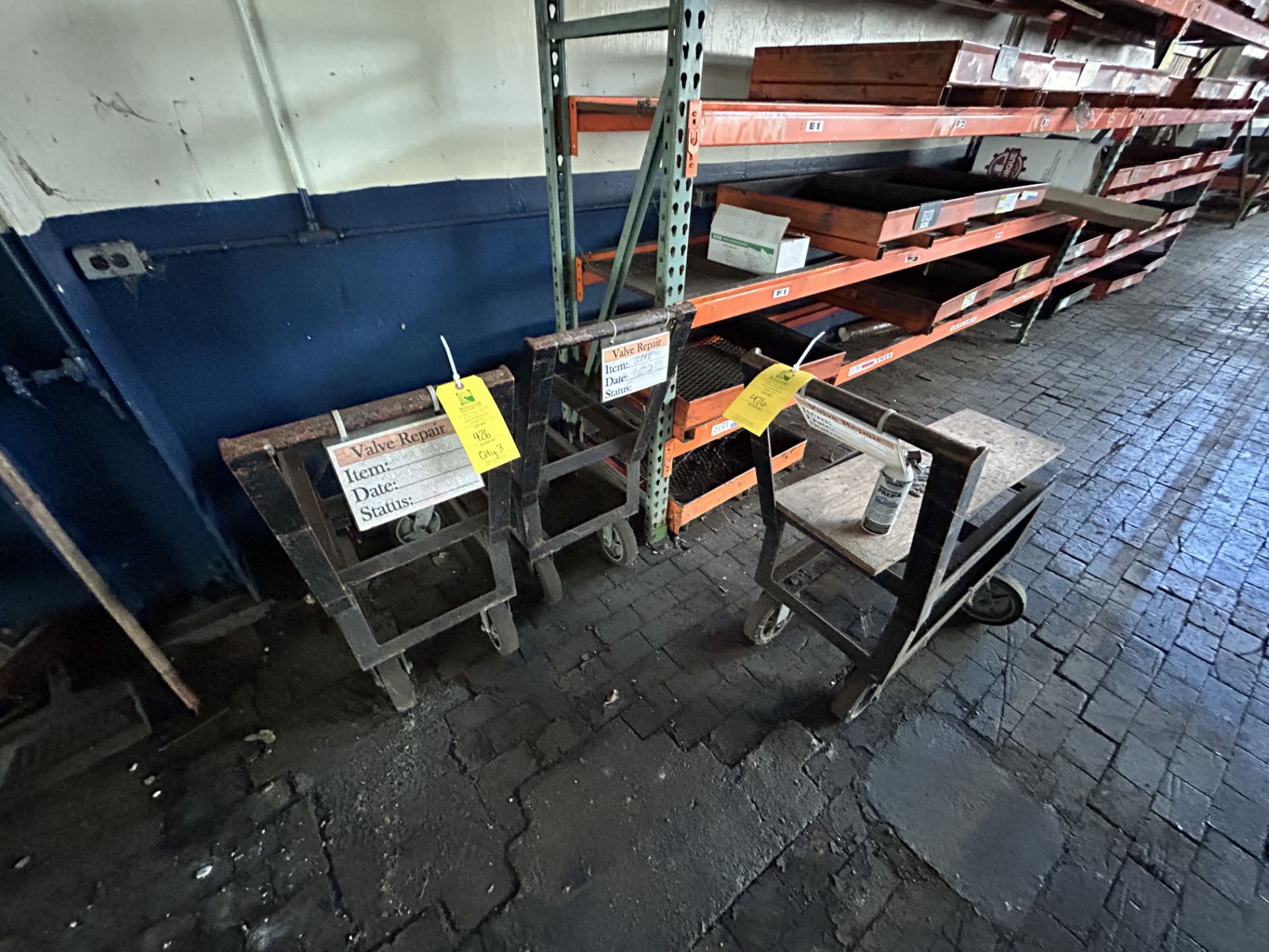 Qty. 3 Metal Shop Carts, Rigging/ Removal Fee - $100