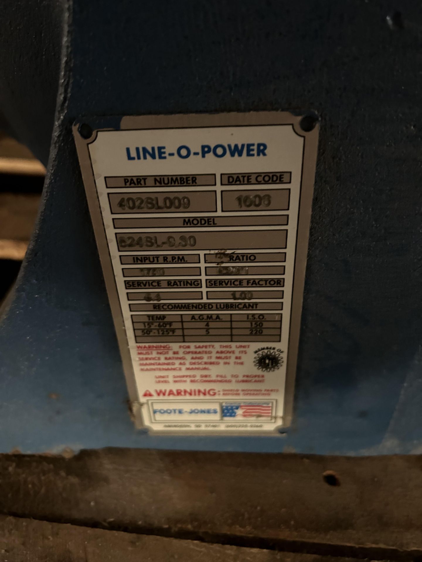 Line-o-Power Pump, Model #824BL-950, Rigging/ Removal Fee - $75 - Image 3 of 4