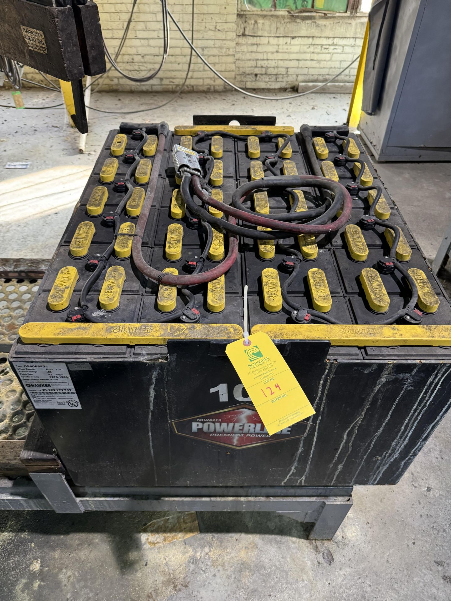 Hawker Battery, Type 024085F21, 48V, Rigging/ Removal Fee - $75