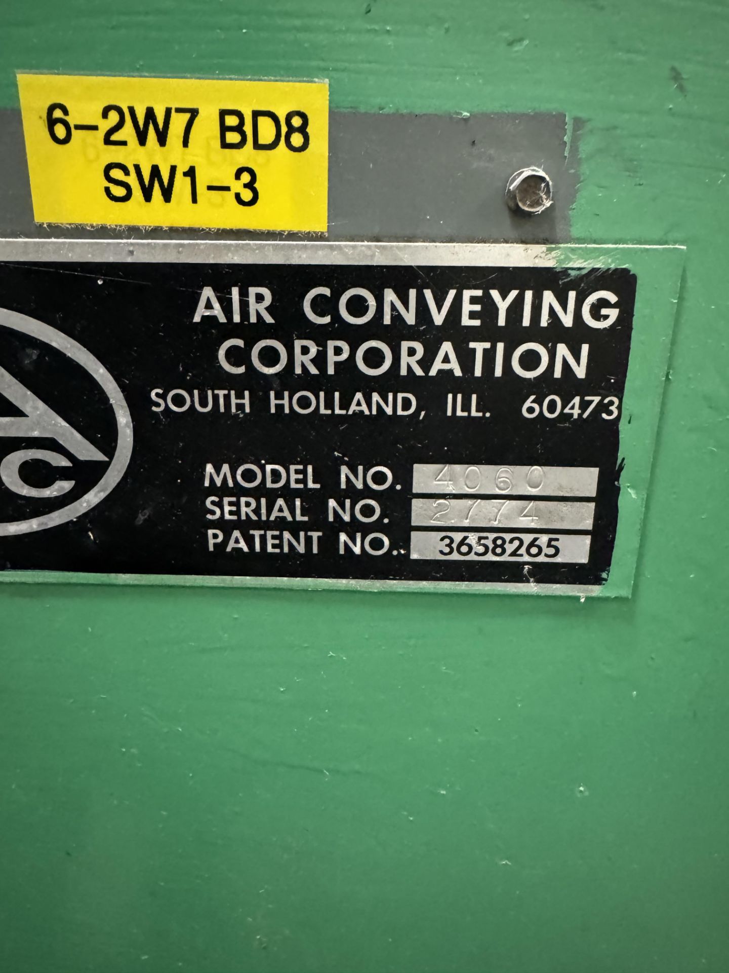 Air Conveying Corporation, Model# 4060, Serial# 2774, Rigging/ Removal Fee - $860 - Image 4 of 7