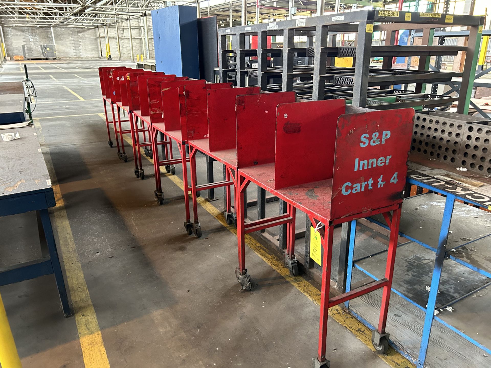 Qty. 6 Red Shop Carts, Rigging/ Removal Fee - $175