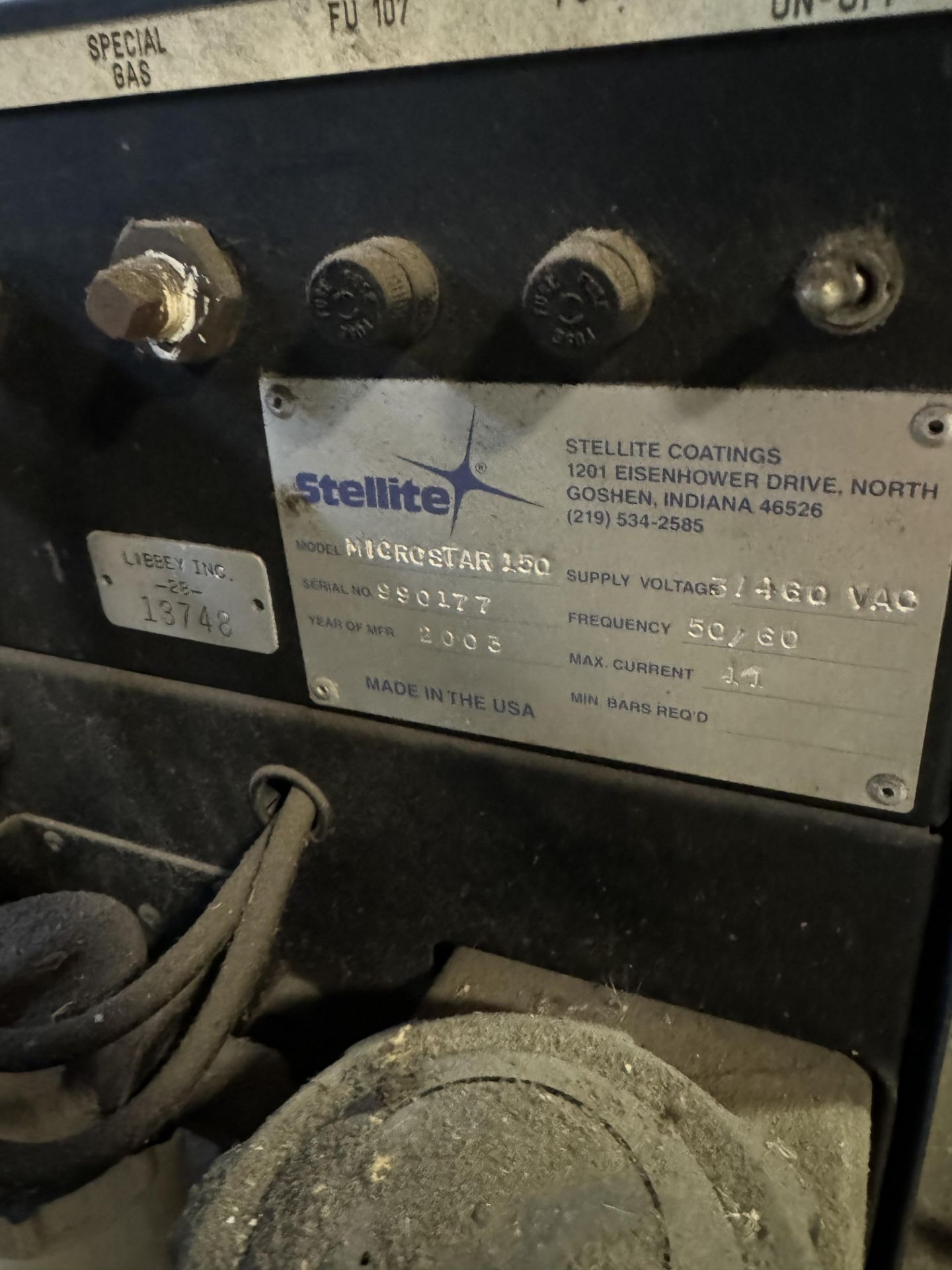 Stellite Coatings Starweld Welder, Model# MICROSTAR150, Serial# 990177, 460V, Rigging/ Removal Fee - Bild 4 aus 5