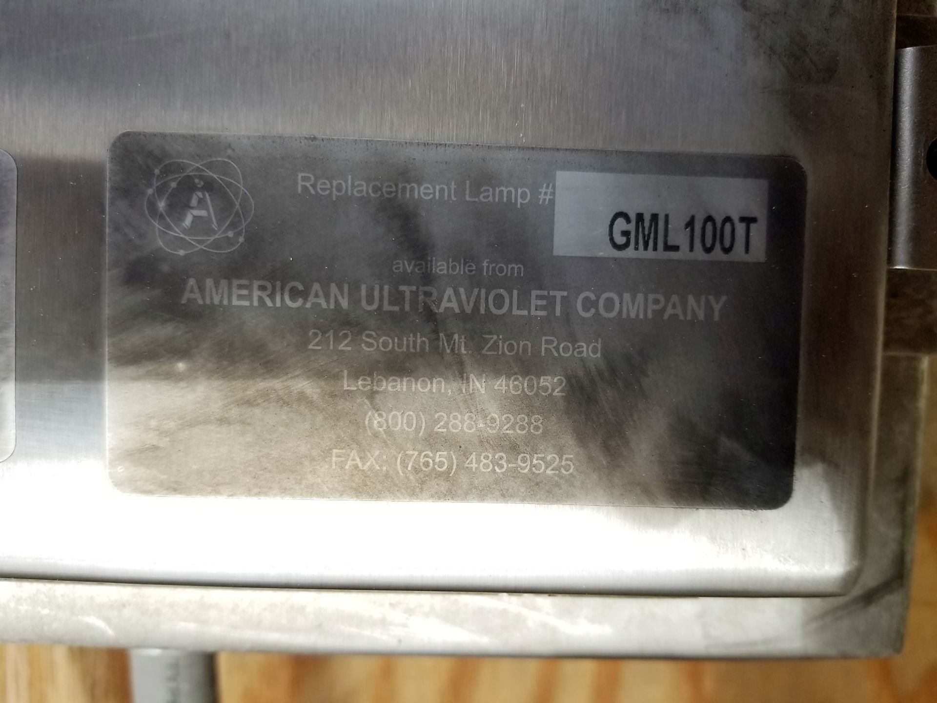 Lot Location: Greensboro NC AMERICAN ULTRAVIOLET CO. UVC Tank Sterile Conditioning System Model Z291 - Image 7 of 10