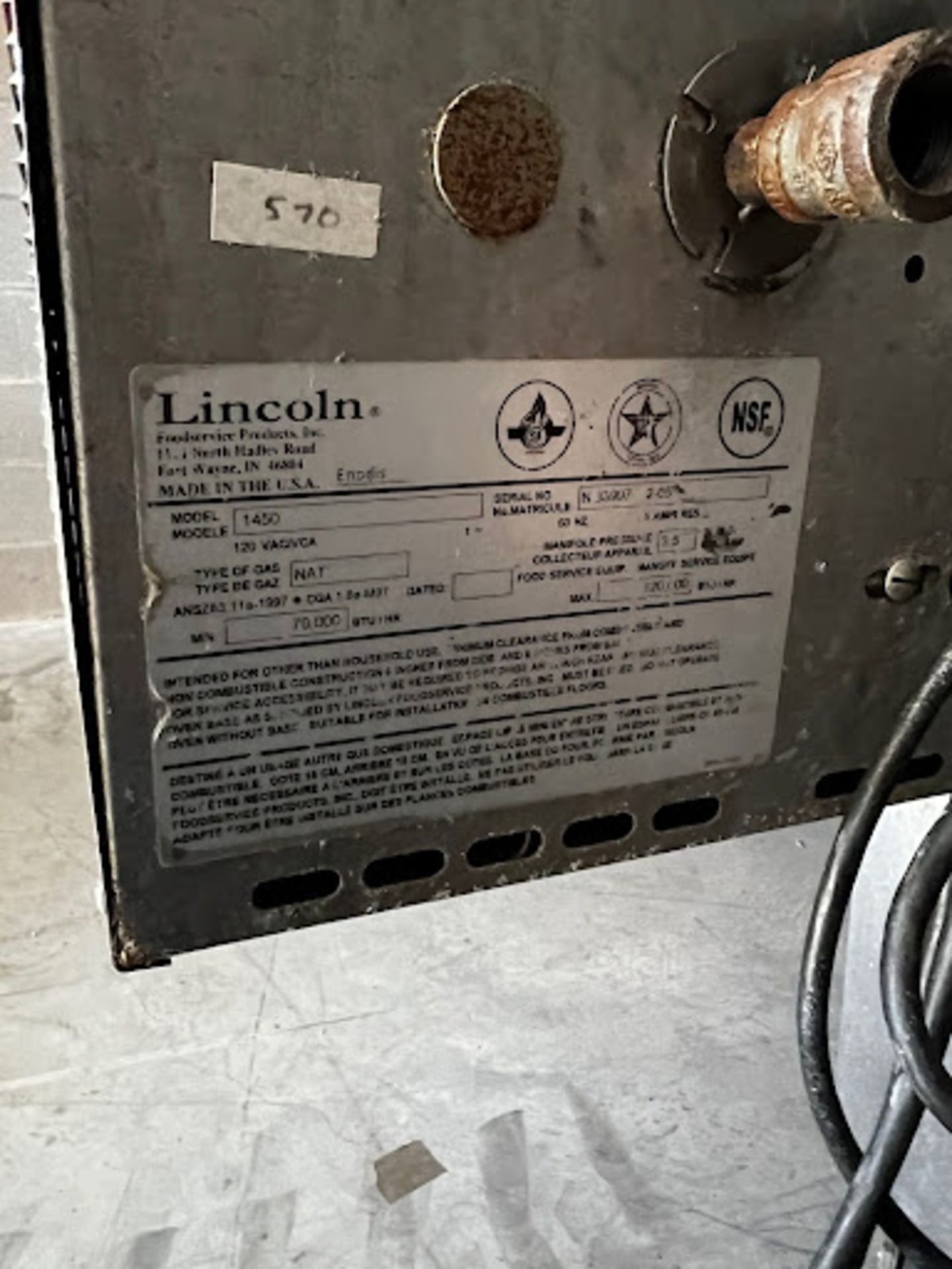 (Located in Georgetown, TX) Lincoln Impinger oven, Model# 1450, Serial# 33997 205 - Image 4 of 4