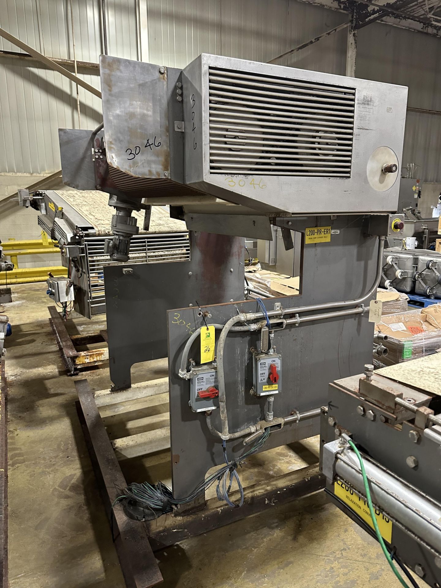 (Located In Springfield, MI) 2-Roll Dough Feeder for Spooner Vickers Line