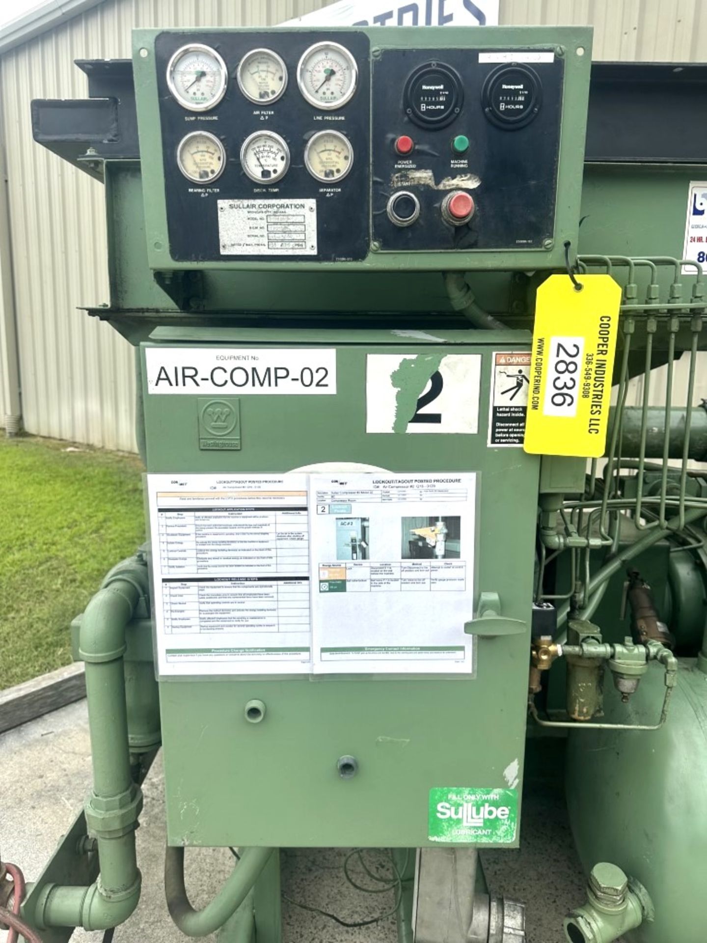 Lot Location: Greensboro NC: 100 HP SULLAIR COMPRESSOR MODEL 20-100H - Image 4 of 12