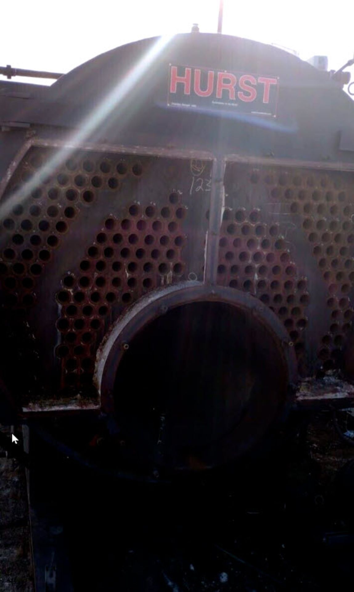 (Located in Hollister CA) 10 hp Hurst Firetube Boiler Unknown Series, Rigging Fee: $100 - Bild 4 aus 12