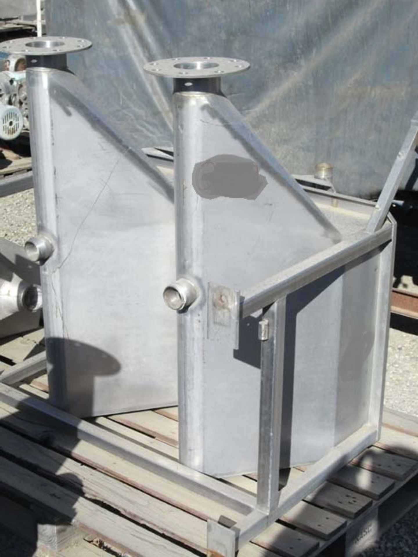 (Located in Morgan Hill, CA) Vortex Hopper, Votex Tank, Dbl. Feed Hopper, for 4" Food Pumps, S/S