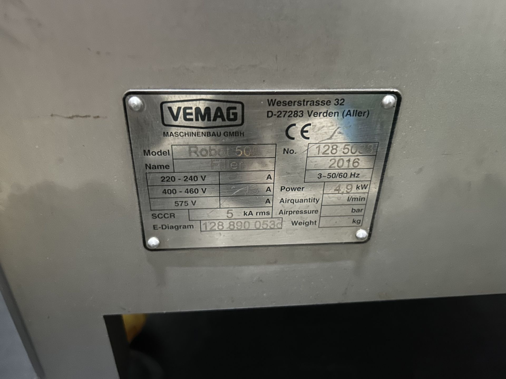 Lot Location: St. Louis MO - Vemag Robot 500 Extruder/Stuffer, DOM 2016, S/N #1285033 - Image 10 of 10