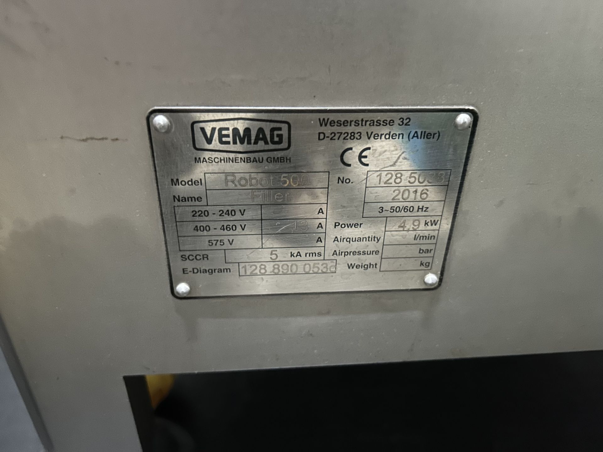 Lot Location: St. Louis MO - Vemag Robot 500 Extruder/Stuffer, DOM 2016, S/N #1285033 - Bild 10 aus 10