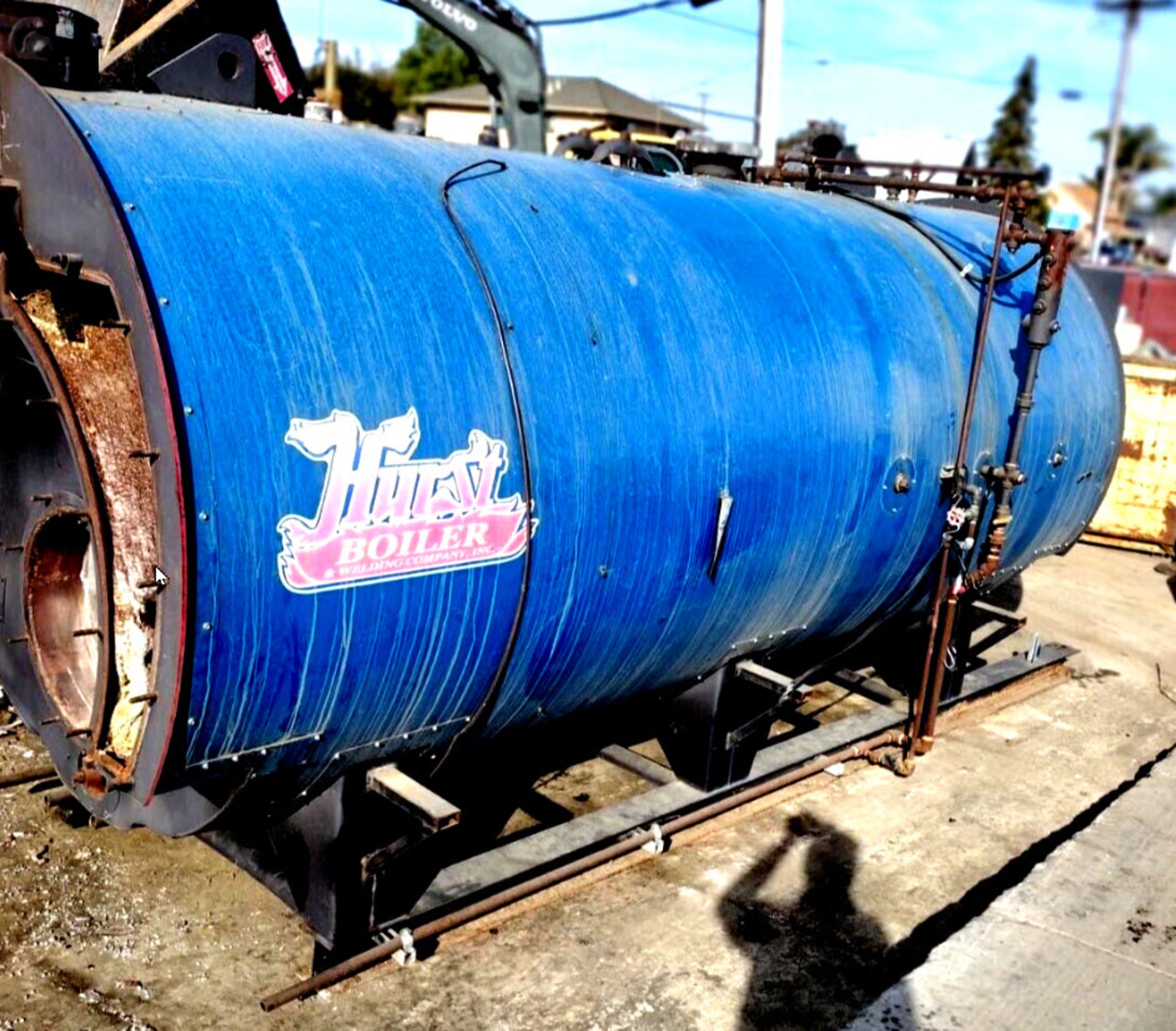 (Located in Hollister CA) 10 hp Hurst Firetube Boiler Unknown Series, Rigging Fee: $100 - Image 2 of 12