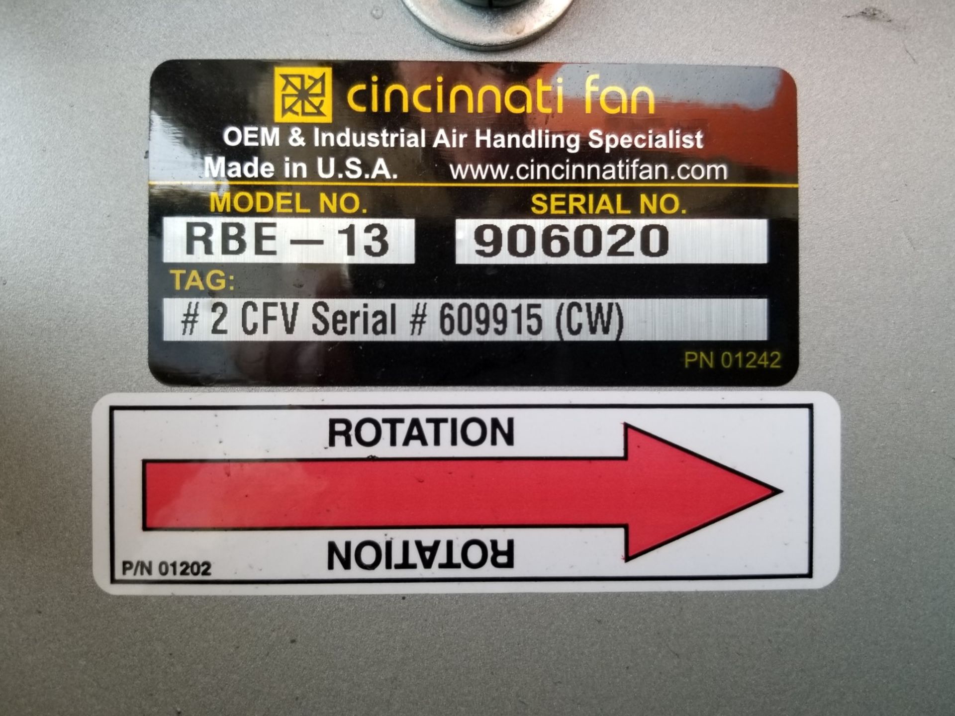 Lot Location: Greensboro NC 9,922 CFM @ 17'' SP Cincinnati Fan RBE-13 Radial Blade Exhauster 75 HP [ - Image 10 of 10