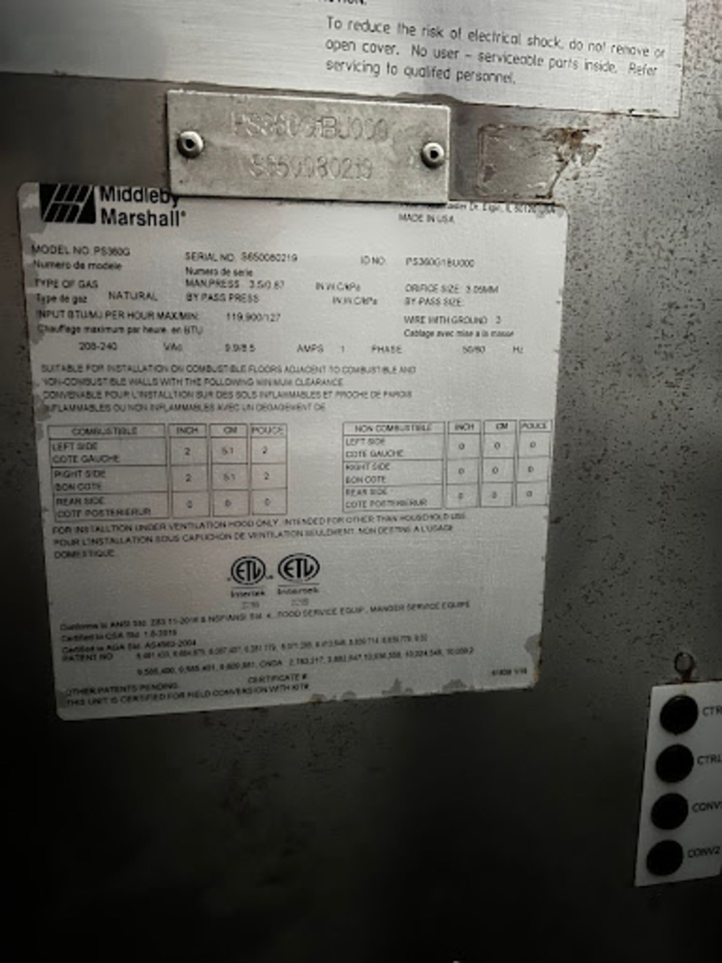 (Located in Georgetown, TX) Middleby Marshall Impinger Oven, Model# PS360G, Serial# S650080219 - Image 2 of 2