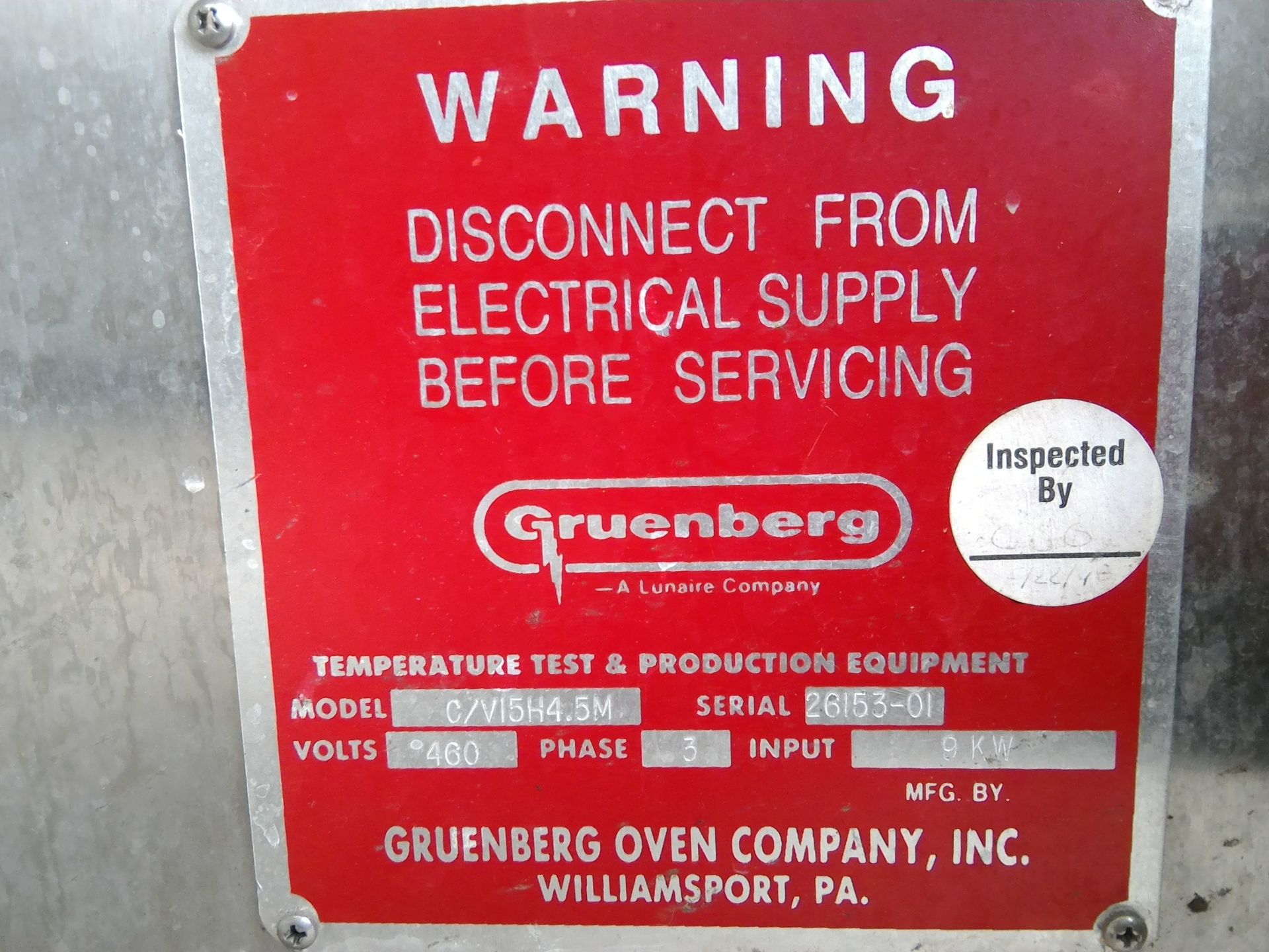 Lot Location: Greensboro NC Used Gruenberg Industrial Dual Cabinet Vacuum Drying Oven C/V15H4.5M - Image 2 of 2